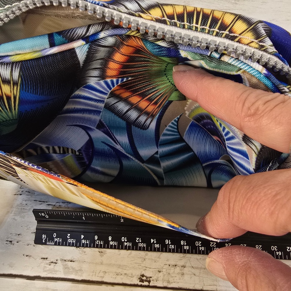 Kipling Crossbody Bag Blue Multi Shell Print Nylon Adjustable Strap Small - Picture 3 of 7